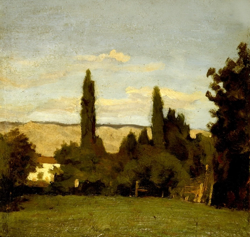 Paesaggio con una cava sullo sfondo